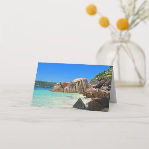 Beautiful Tropical Sea with a Rocky Beach Place Card