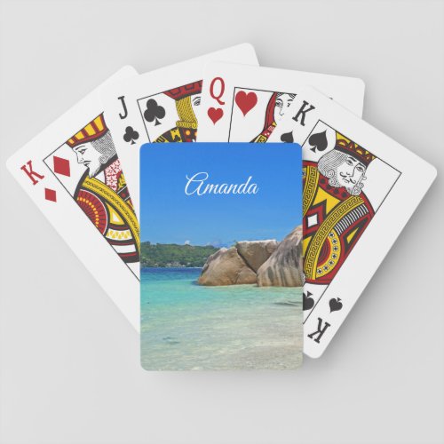 Beautiful Tropical Sea with a Rocky Beach Poker Cards