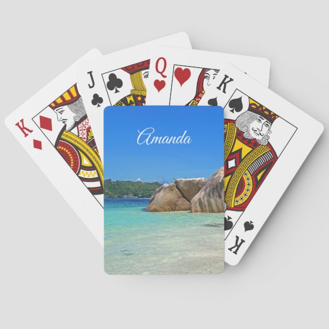Beautiful Tropical Sea with a Rocky Beach Poker Cards (Back)