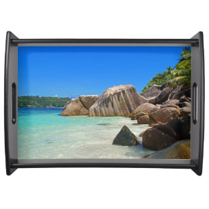 Beautiful Tropical Sea with a Rocky Beach Serving Tray