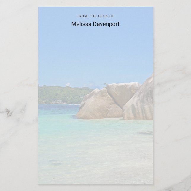 Beautiful Tropical Sea with a Rocky Beach Stationery (Front)