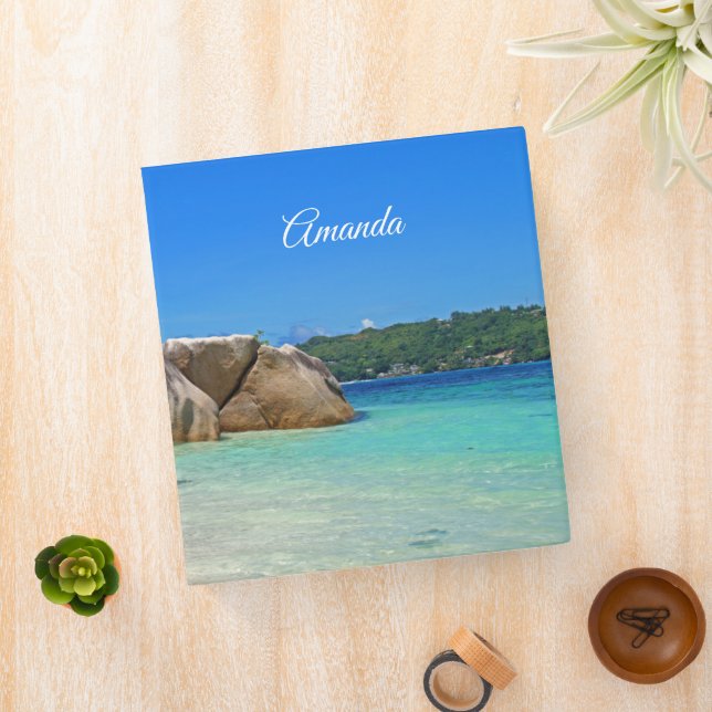 Beautiful Tropical Sea with Rock Covered Coast 3 Ring Binder (In Situ)