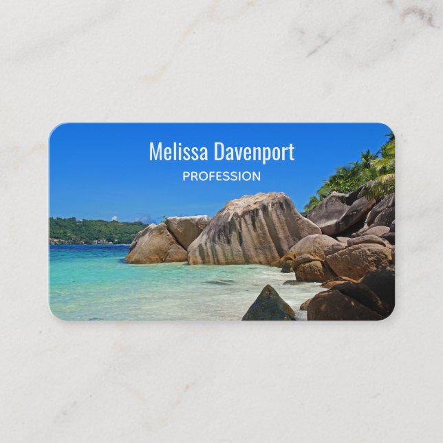 Beautiful Tropical Sea with Rock Covered Coast Business Card (Front)