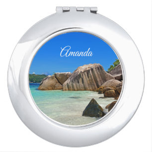 Beautiful Tropical Sea with Rock Covered Coast Compact Mirror