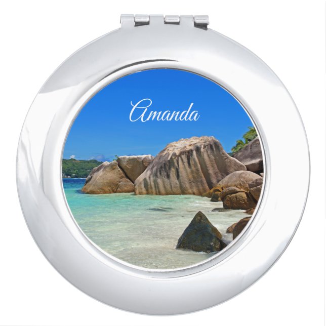 Beautiful Tropical Sea with Rock Covered Coast Compact Mirror (Front)