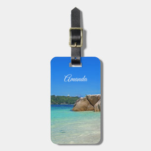 Beautiful Tropical Sea with Rock Covered Coast Luggage Tag