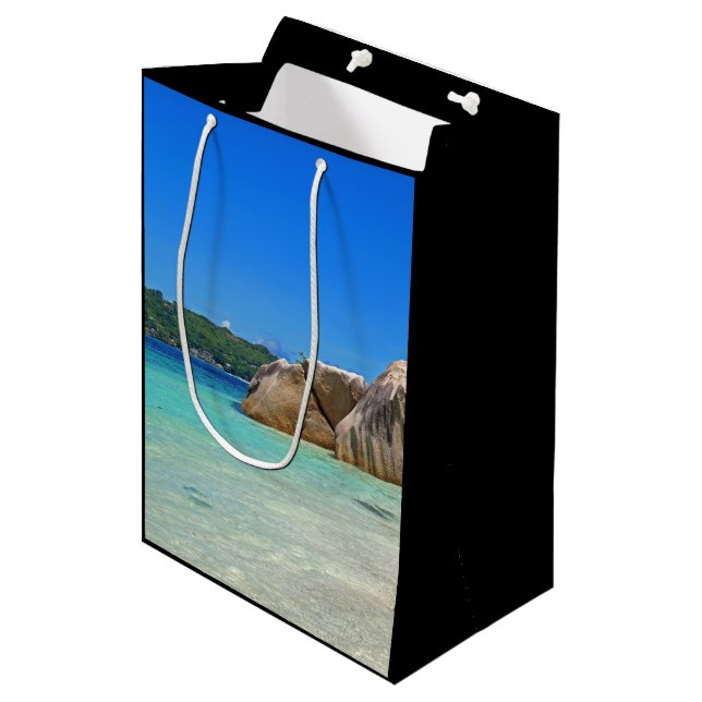 Beautiful Tropical Sea with Rock Covered Coast Medium Gift Bag (Front Angled)