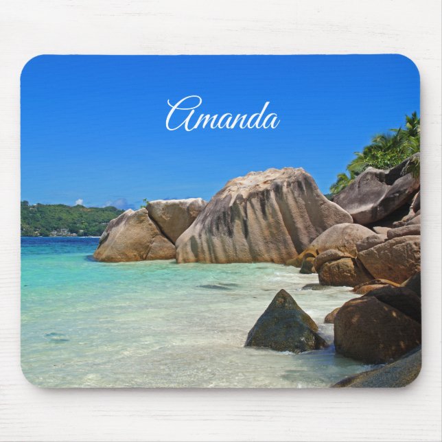 Beautiful Tropical Sea with Rock Covered Coast Mouse Pad (Front)