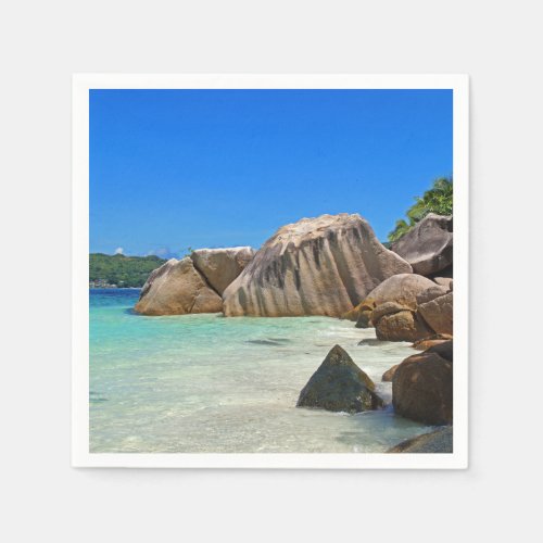 Beautiful Tropical Sea with Rock Covered Coast Napkins