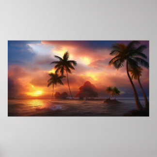 Beautiful Tropical South Pacific Island Poster