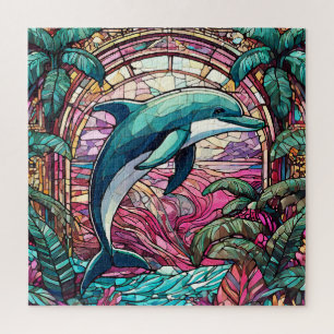 Beautiful Tropical stained glass art puzzle