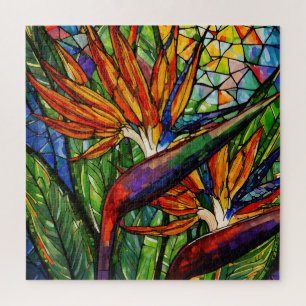 Beautiful Tropical stained glass art puzzle