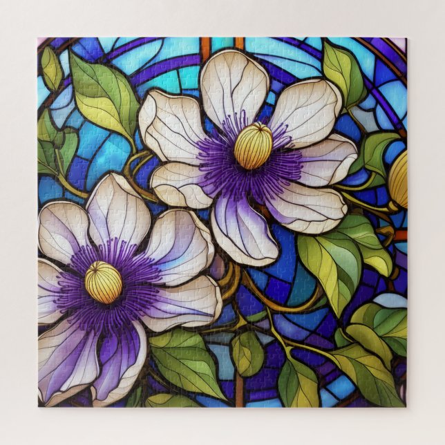 Beautiful Tropical stained glass art puzzle (Vertical)