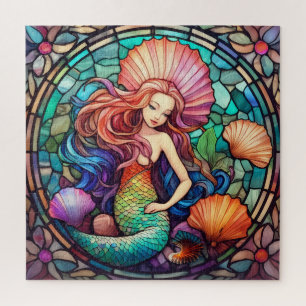 Beautiful Tropical stained glass Mermaid puzzle