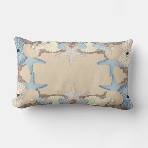 Beautiful Tropical Theme Beach Shells Lumbar Pillow