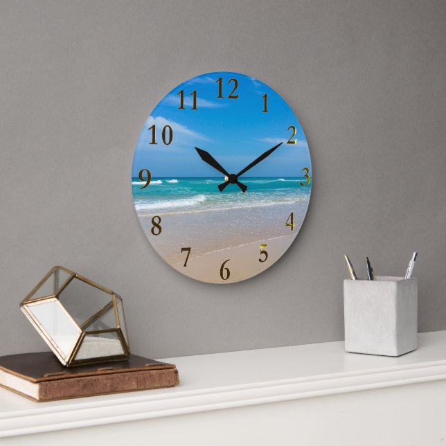 Beautiful Tropical Turquoise Beach Circular Large Clock (Office)