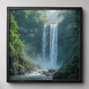Beautiful tropical waterfalls hidden in jungle peel and stick photo tile