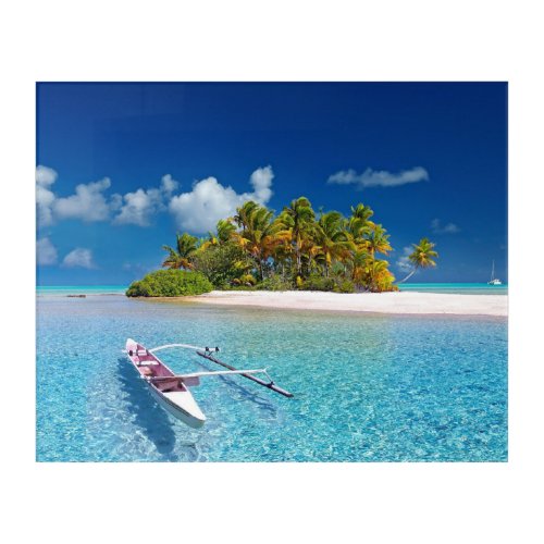 Beautiful Tropical White Sand Beach Boat Photo Acrylic Print