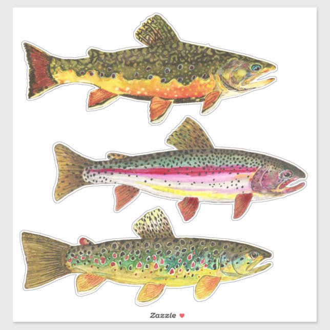 Beautiful Trout - Brook, Brown, Rainbow Fishing Sticker (Sheet)