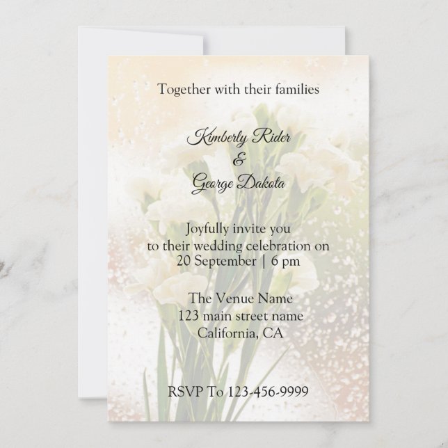 Beautiful Tuberose Flower Wedding Invitations (Front)