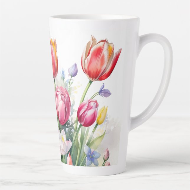 Beautiful Tulip Flower Latte Mug (Right)