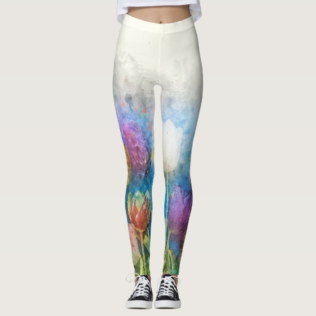 Beautiful tulip flowers leggings (Front)