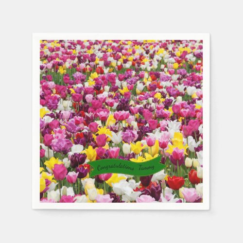 Beautiful Tulip Garden Paper Napkins