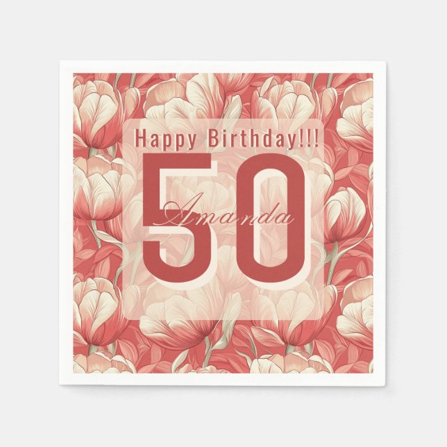 Beautiful Tulip Themed Beach Party Napkins (Front)