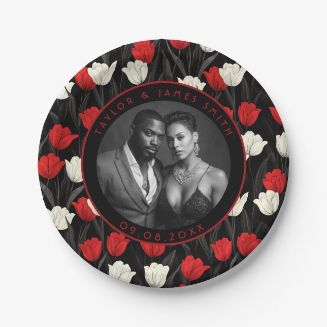 Beautiful Tulip Wedding Plates For Summer Wedding (Front)