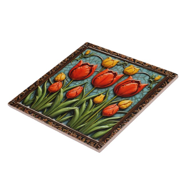 Beautiful Tulips Popular Collection Ceramic Tile (Side)