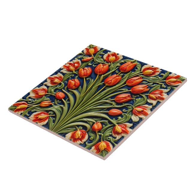 Beautiful Tulips Trendy Collection Ceramic Tile (Side)
