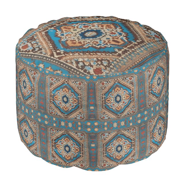 Beautiful Turkish Old Pattern Modern Collection Pouf (Angled Front)