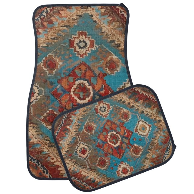 Beautiful Turkish Old Pattern Trendy Collection Car Floor Mat (Set)