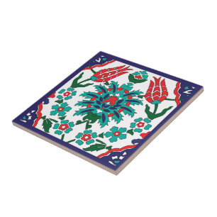 💙❤️💚 Beautiful Turkish tiles, blue background Ceramic Tile