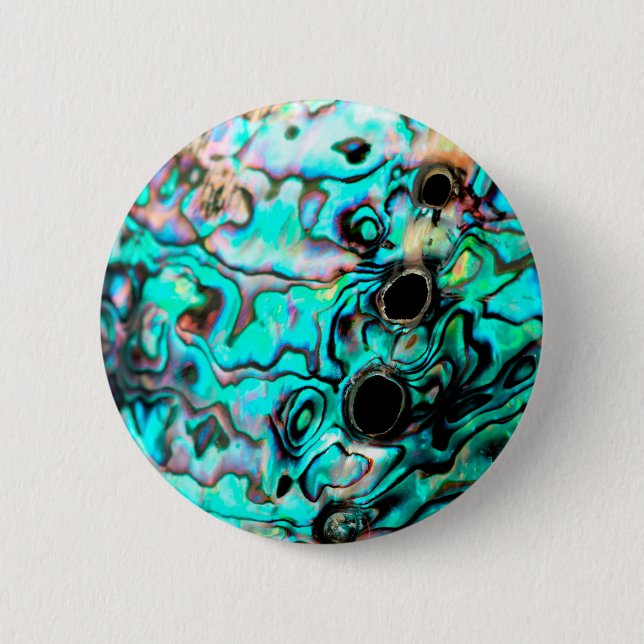 Beautiful turquoise abalone paua shell pinback button (Front)