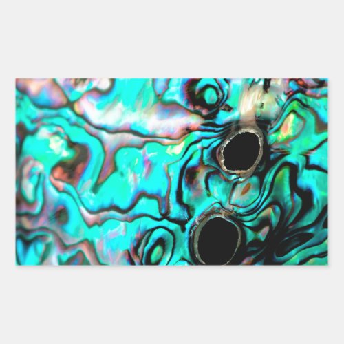 Beautiful turquoise abalone paua shell rectangular sticker