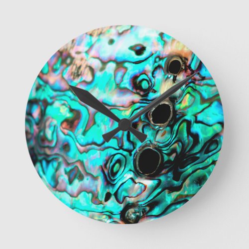 Beautiful turquoise abalone paua shell round clock