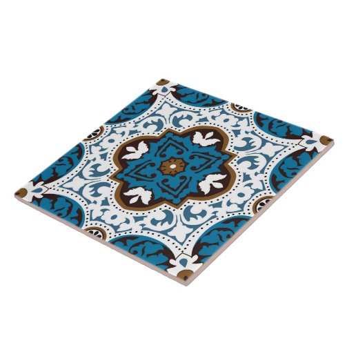  Beautiful turquoise and brown Azulejos V Ceramic Tile