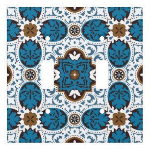 💙🤎 Beautiful turquoise and brown Azulejos, V Light Switch Cover