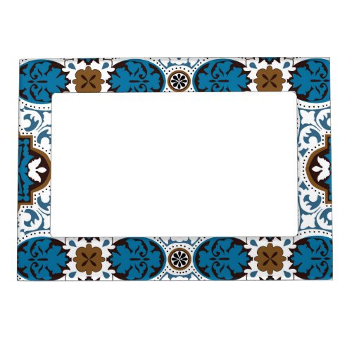  Beautiful turquoise and brown Azulejos V    Magnetic Frame