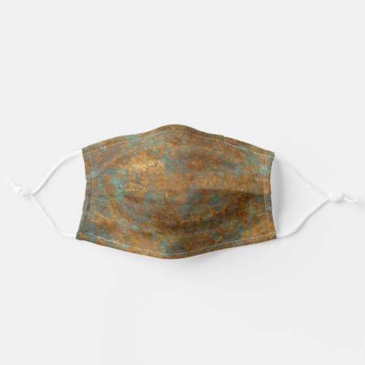 Beautiful Turquoise And Copper Adult Cloth Face Mask (Front, Unfolded)