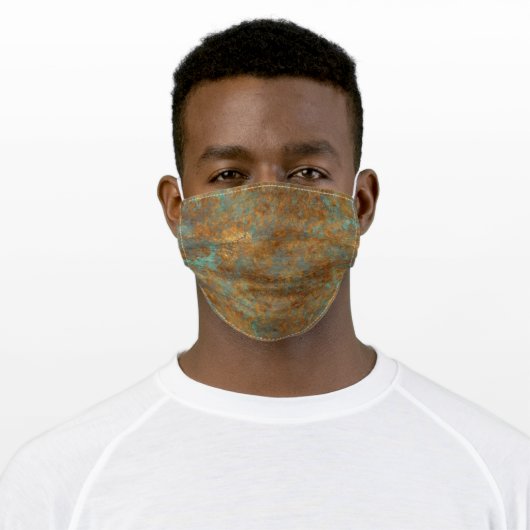 Beautiful Turquoise And Copper Adult Cloth Face Mask (Worn)