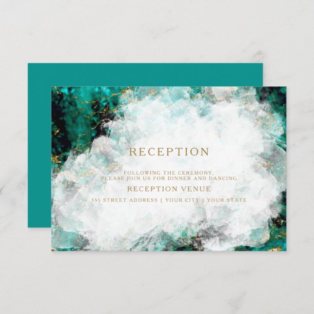  Beautiful Turquoise and Crystal Geode Invitation (Front/Back)
