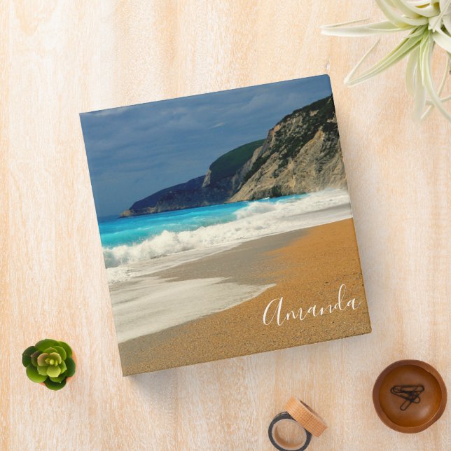 Beautiful Turquoise Blue Sea Tropical Photography 3 Ring Binder (In Situ)