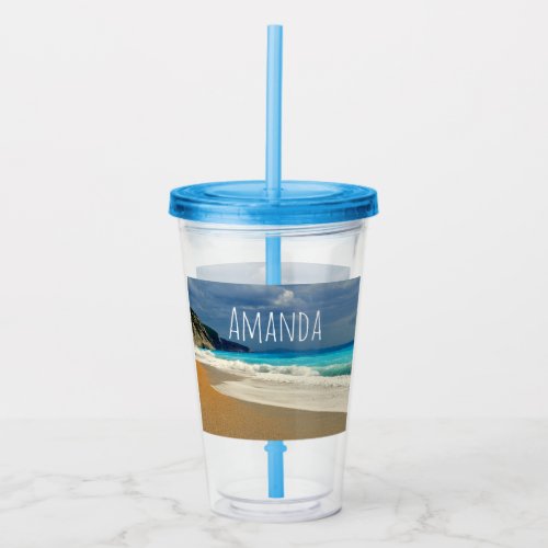 Beautiful Turquoise Blue Sea Tropical Photography Acrylic Tumbler