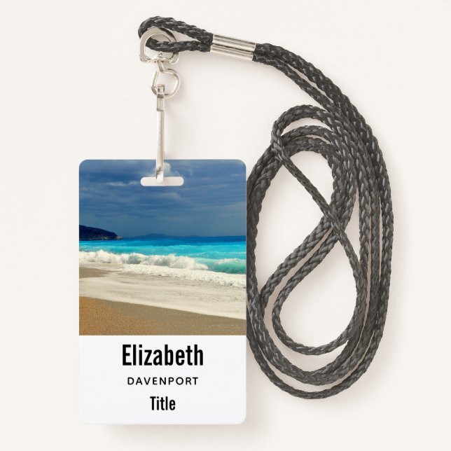 Beautiful Turquoise Blue Sea Tropical Photography Badge (Front with Lanyard)