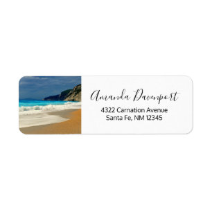 Beautiful Turquoise Blue Sea Tropical Photography Label