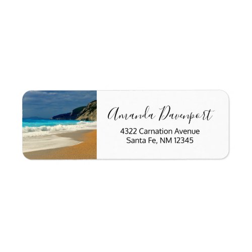Beautiful Turquoise Blue Sea Tropical Photography Label
