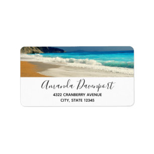 Beautiful Turquoise Blue Sea Tropical Photography Label