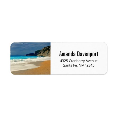 Beautiful Turquoise Blue Sea Tropical Photography Label
